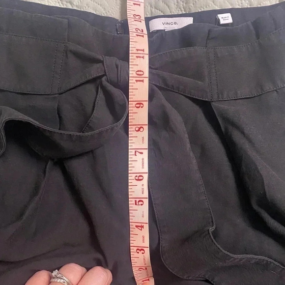 Vince Belted Palazzo Culotte Pants Cropped Wide Leg Size 10 Black High Rise - Picture 5 of 8